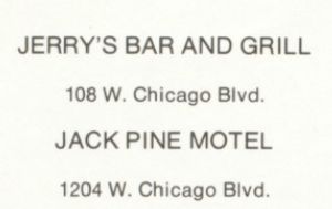 Jack Pine Drive-In and Motel - 1974 Tecumseh High School Yearbook Ad (newer photo)